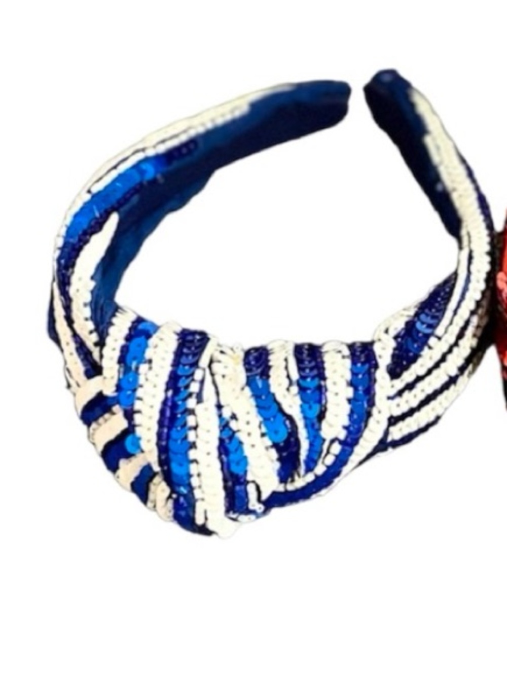 Blue Sequin Top Knot Headband
